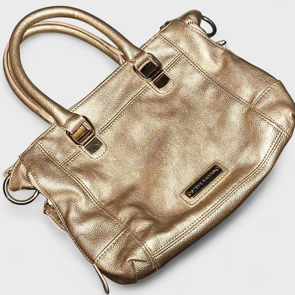Steve Madden Metallic Gold Y2K Satchel Style Handbag